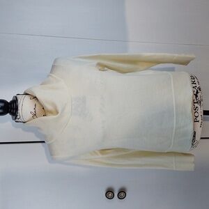 Talbots- Womens Cream Cowl Neck Merino Wool Sweater Detailed Sleeves Soft Sz.M